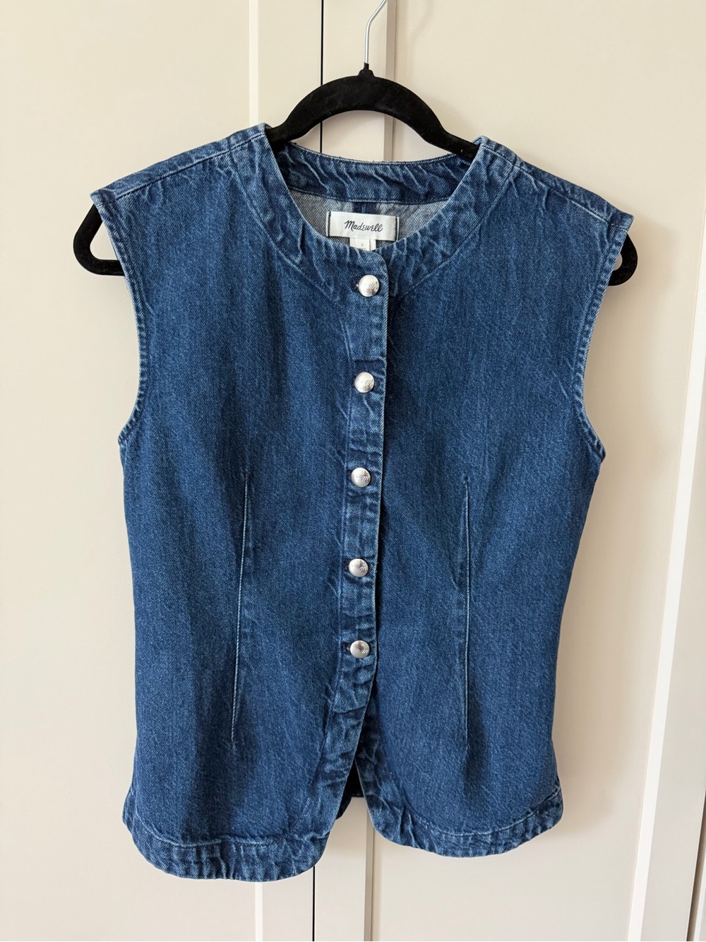 Madewell Dark Blue Sleeveless Denim Button-Up Vest